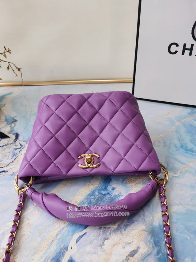 Chanel女包 香奈兒專櫃最新款羊皮金屬鏈條裝飾把柄桶包 Chanel手拎斜挎鏈條包  djc4144